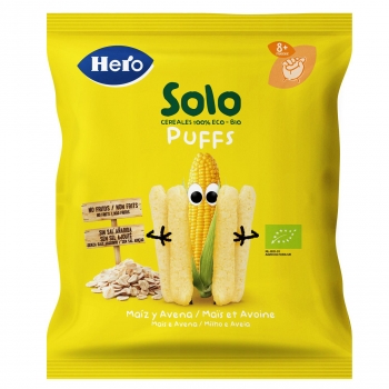 Snack puffs maíz y avena ecológico Hero Solo 25 g.