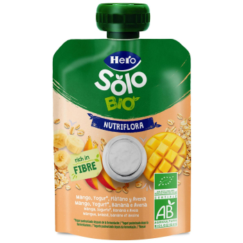 Bolsita de mango yogur, plátano y avena desde 6 meses ecológico Hero Solo 100 g.