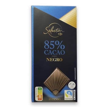 Chocolate negro intenso 85% cacao Carrefour Selection sin gluten 100 g.
