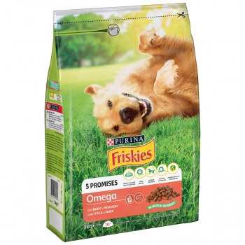 Pienso de buey y pescado para perro adulto Purina Friskies Vitafit omega 3 kg