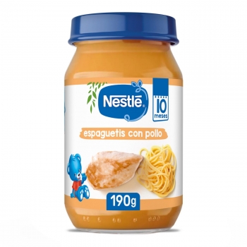 Tarrito de espaguetis con pollo desde 10 meses Nestlé 190 g.
