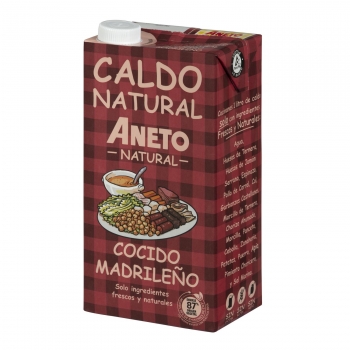 Caldo natural de cocido madrileño Aneto sin gluten y sin lactosa brik 1 l.