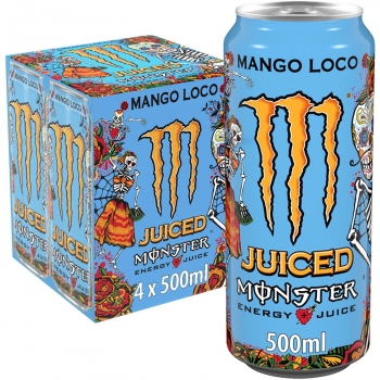 Monster Juiced Bebida Energética mango loco pack 4 latas 50 l.