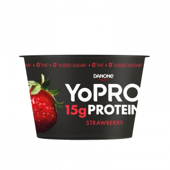 Postre lácteo de proteínas desnatado con fresa Danone Yopro 160 g.