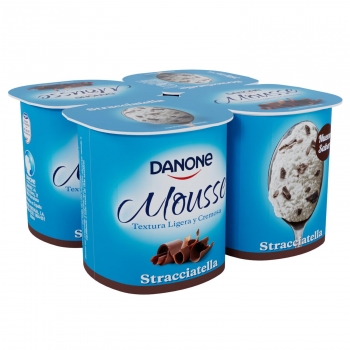 Mousse de stracciatella Danone pack de 4 unidades de 65 g.