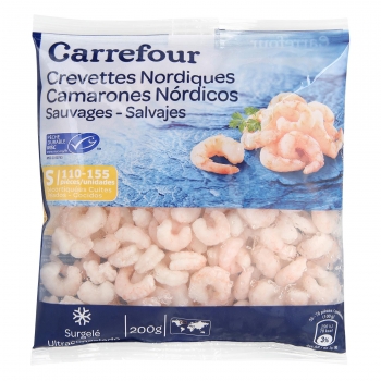 Camarón cocido pelado procedente de pesca sostenible Carrefour 200 g.