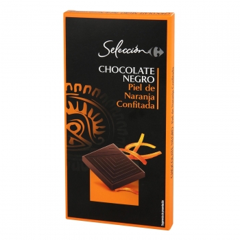 Chocolate negro con piel de naranja confitada Carrefour Selección 100 g.