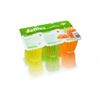 Gelatina de sabores Carrefour pack de 6 unidades de 100 g.