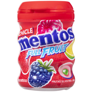 Chicles con sabor a frutas silvestres y lima Full Fruit Mentos sin gluten y sin azúcar 60 g.
