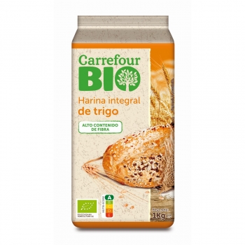 Harina integral de trigo ecológica Carrefour Bio 1 kg.
