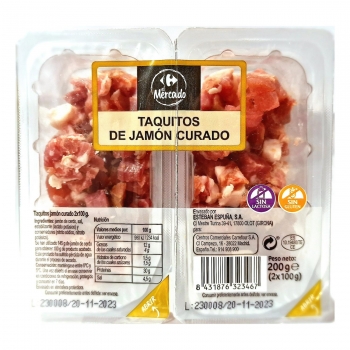 Taquitos de Jamón Curado Carrefour El Mercado sin gluten y sin lactosa 2x100 g