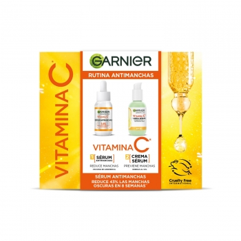 Set Garnier SkinActive Rutina Antimanchas Vitamina C: Sérum 30 ml y crema sérum SPF25 50 ml.