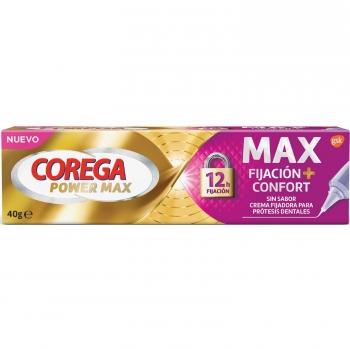 Crema fijadora para prótesis dentales Max Fijación + Confort Corega 40 g.
