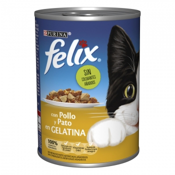 Comida húmeda de pollo y pato en gelatina para gato adulto Purina Felix 400 g