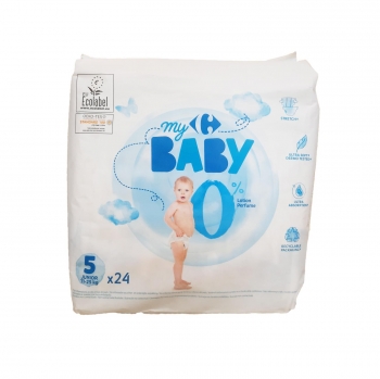 Pañales Carrefour Baby 0% Talla 5 (11-25 kg) 24 ud.