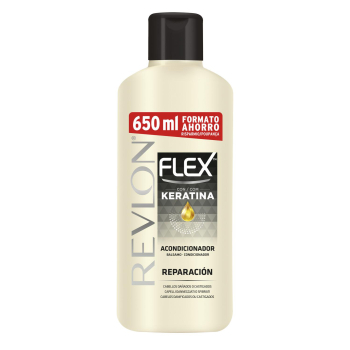 Acondicionador reparador con keratina para cabellos dañados o castigados Revlon Flex 650 ml.