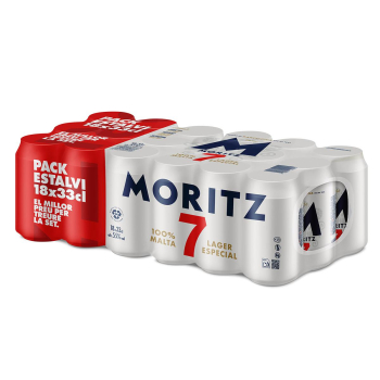 Cerveza rubia Moritz 7 pack de 18 latas 33 cl. 18 x 33 cl