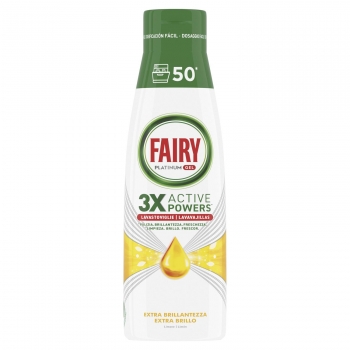 Gel para lavavajillas fragancia limón Platinum Fairy 50 lavados.