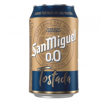 Cerveza tostada San Miguel 0,0 alcohol lata 33 cl.