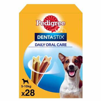 Dentastix de uso diario para la limpieza dental de perros pequeños Pedigree pack de 28 unidades