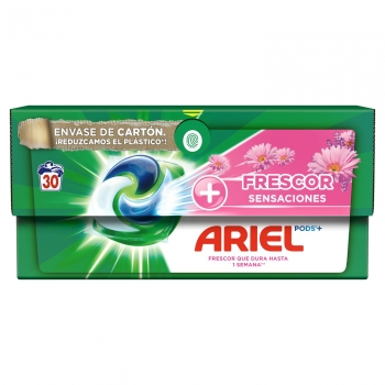 Detergente en cápsulas Todo En Uno Pods + frescor sensaciones Ariel 30 lavados.