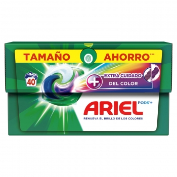 Detergente en cápsulas Todo En Uno Pods + cuidado extra del color Ariel 40 lavados.