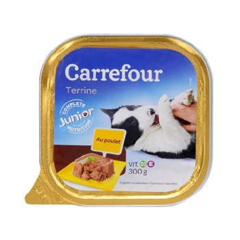 Comida húmeda de pollo para perros Junior Carrefour 300 g.