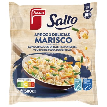 Arroz 3 delicias de marisco Findus Salto 500 g.