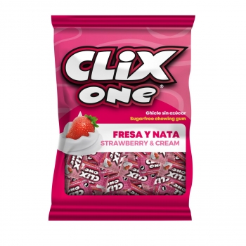 Chicles de fresa y nata Clix One sin gluten y sin azúcar 50 g.