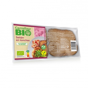 Seitán en lonchas ecológico Carrefour Bio sin lactosa 300 g.