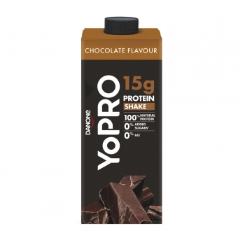 Postre lácteo de proteínas líquido desnatado sabor chocolate Danone Yopro sin gluten 250 ml.
