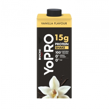 Postre lácteo de proteínas líquido desnatado sabor vainilla Danone Yopro 250 ml.