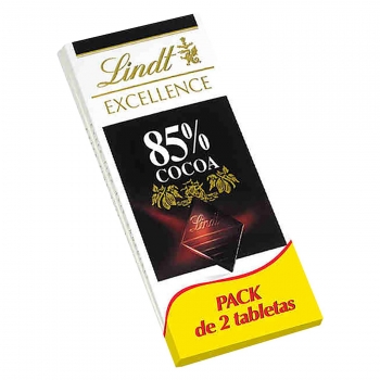Chocolate negro 85% Lindt Excellence pack de 2 tabletas de 100 g.