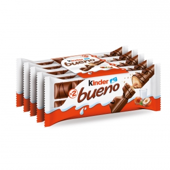 Barritas de chocolate con leche y crema de avellanas Kinder Bueno pack de 5 unidades de 43 g.