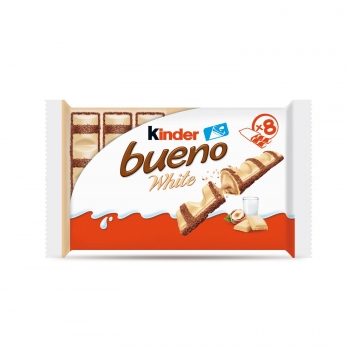 Barritas de chocolate con leche y crema de avellanas White Kinder Bueno 8 ud.