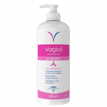Gel higiene íntima pH balance con gynoprebiotic Vagisil 500 ml.