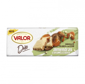 Chocolate blanco & con leche y almendras caramelizadas Dúo Valor 170 g.
