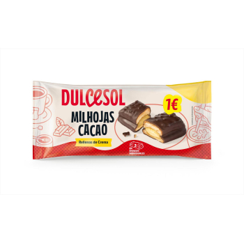 Milhojas de cacao con relleno de crema Dulcesol 3 ud.
