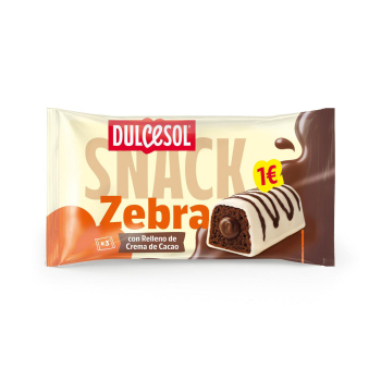 Bizcocho relleno de crema de cacao Zebra´s Dulcesol 3 ud.