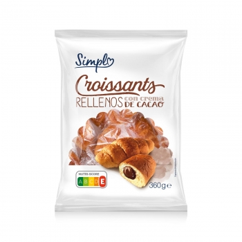 Croissants rellenos con crema de cacao Simply 360 g.