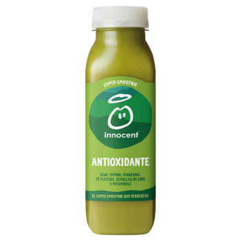 Smoothie super antioxidante de kiwi, pepino, manzana, té matcha, semillas de lino y vitaminas Innocent botella 30 cl.
