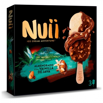 Bombón helado almendrado con vainilla de java Nuii sin gluten 3 ud.
