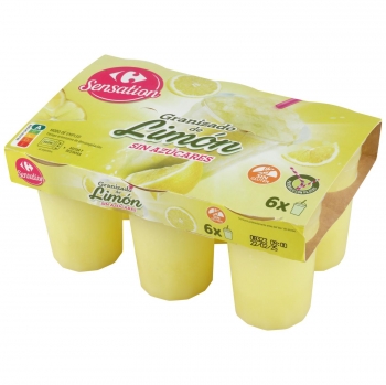 Granizado de limón sin azúcar Carrefour Sensation sin gluten pack de 6 unidades de 200 ml.