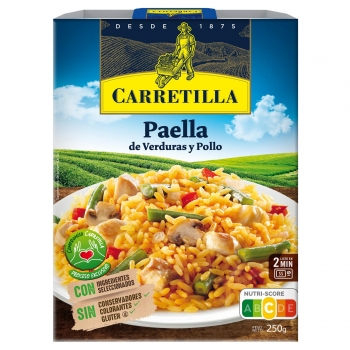 Paella de verduras y pollo Carretilla sin gluten 250 g.