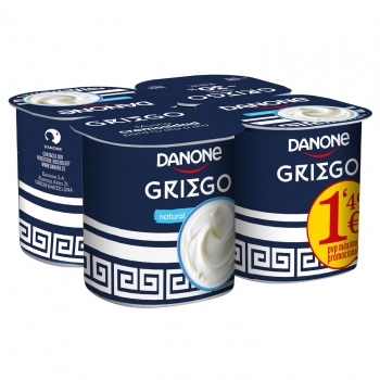 Yogur griego natural Danone pack de 4 unidades de 110 g.