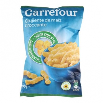 Aperitivo de maíz crujiente sabor queso Carrefour 90 g.