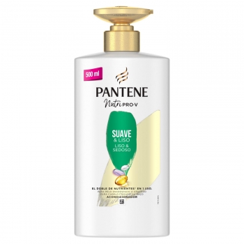 Acondicionador suave & liso doble de nutrientes con 1 solo uso para cabello encrespado o apagado Nutri Pro-V Pantene 500 ml.