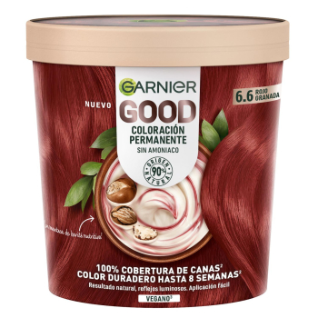Coloración permanente sin amoniaco fórmula vegana tono 6.6 rojo granada Good Garnier 1 ud.