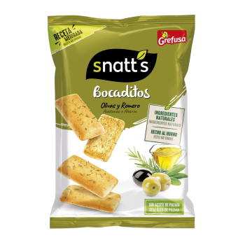 Bocaditos de pan tostado olivas y romero Snatt's Grefusa 80 g.