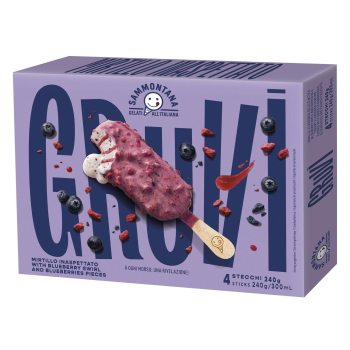 Bombón helado de vainilla con crumble de arándano Gruvi Sammontana 4 ud.